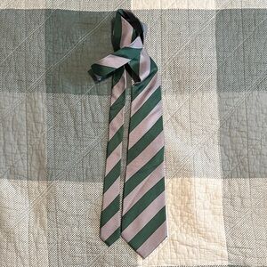 Habber & Dasher Green and Silver Striped Silk Tie – 100% Silk, Handmade‎